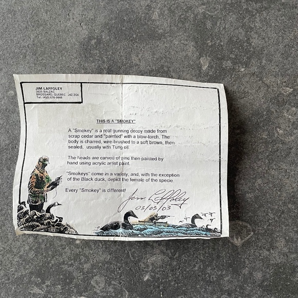 WOOD DECOY AKA '' SMOKEY'' made by Quebec artist - Picture 5 of 7